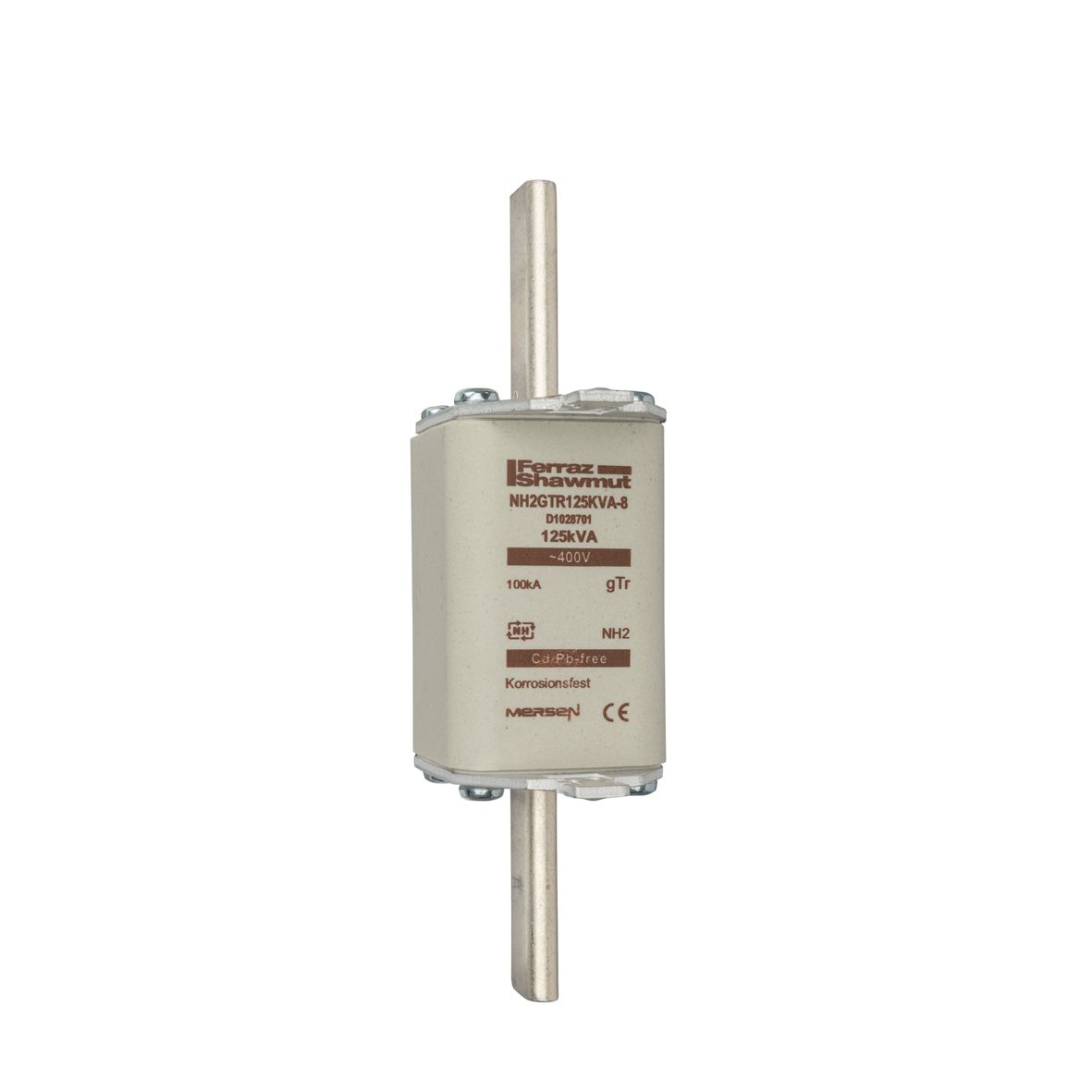 D1028701 - NH fuse-link gTr, 400VAC, size 2, 125KVA, top indicator/live tags